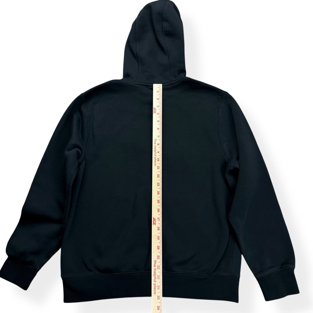 Nike Men's Club Fleece Pullover Hoodie Black Orange Size Medium Fuzzy Spell Out - Picture 12 of 16